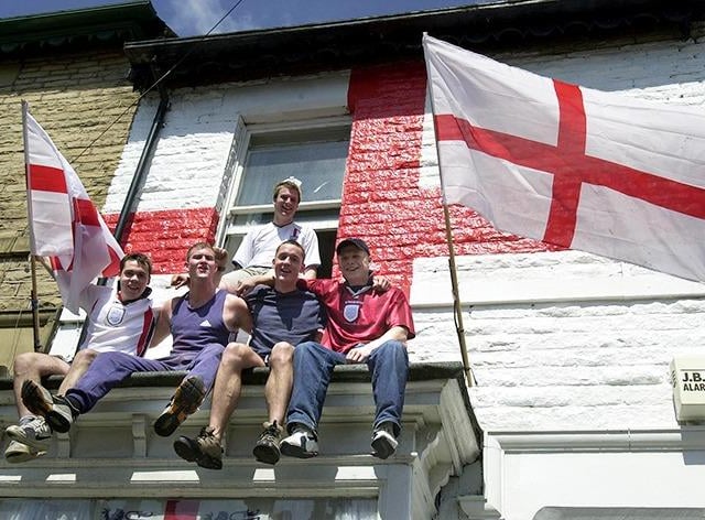 Shefield students and their painted house at Crookesmoor Road, at the back is Steve Rippengill and in front, left to right, Peter Coverley, Mark Atkinson, Steve Gentle and Pies Coates, on June 1, 2002