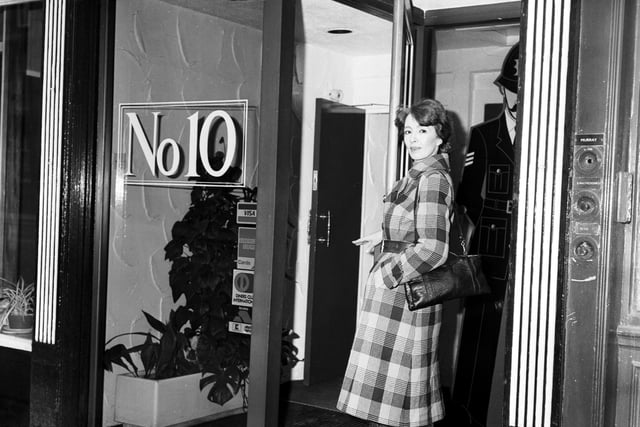 Christine Keeler, the woman at the centre of the 1960s Profumo scandal, outside No 10 restaurant in Edinburgh 1983.