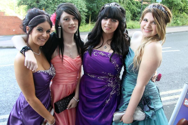 Tibshelf School Prom, L-R Kyra Brooks, Emily Beddows, Sophie Kasas, Megan Clark.