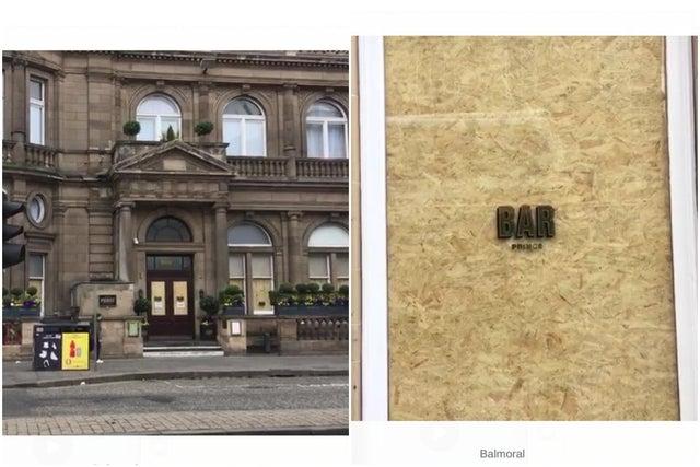 Photo shows The Balmoral in Princes Street, one of Edinburgh's most iconic sites, securely boarded up to protect it during the coronavirus pandemic