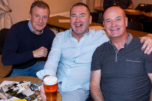 Kevin Wood, Dougie Lightbody and Des Douglas at Jed Legion's 90th do