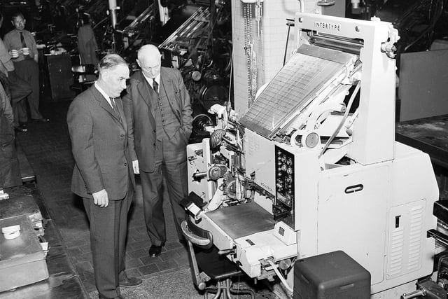 Testing a new automated Telstar printing press at The Scotsman in June 1963.