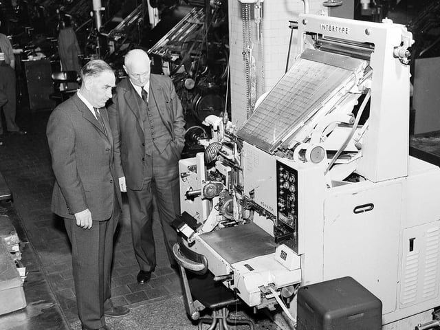 Testing a new automated Telstar printing press at The Scotsman in June 1963.