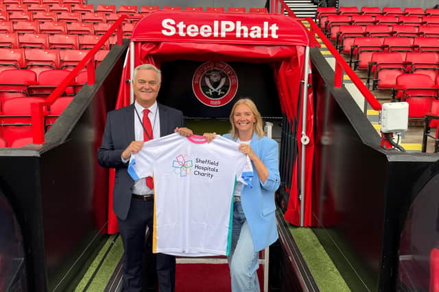 Sam Earnshaw, Head of Corporate Partnerships and Major Giving Sheffield Hospitals Charity / Dave McCarthy, Head of Operations SUFC