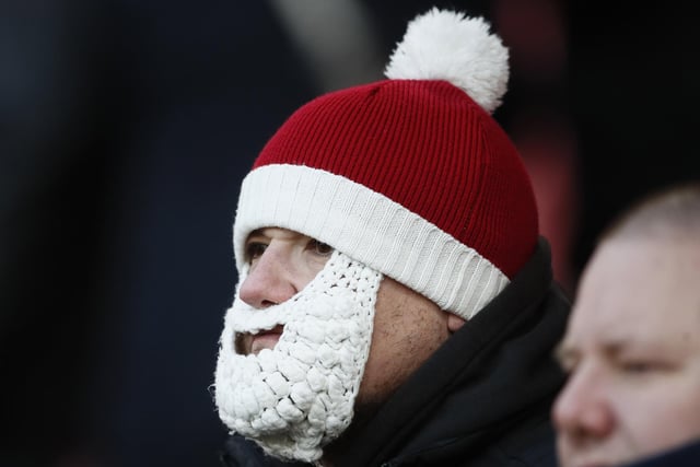 A United fan gets in the festive spirit in December 2019.