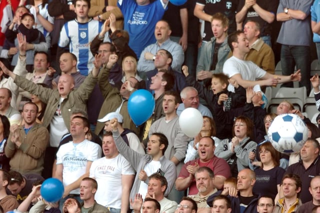 Some of the 6,000-strong travelling support which saw Sheffield Wednesday win 2-0 at Derby County courtesy of Marcus Tudgay and Leon Best on April 30, 2006.