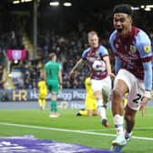 Burnley's Ian Maatsen celebrates their side's dramatic late winner scored by team-mate Halil Dervisoglu (not pictured) during the Sky Bet Championship match with Rotherham at Turf Moor (Picture: Isaac Parkin/PA Wire)