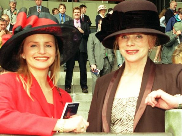 Sarah Vernon and Betty Lawson enjoying St Leger Day in 1998.