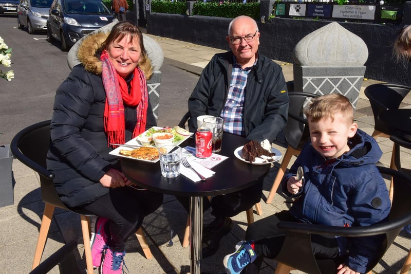 Ken and pat Dodd, with grandson Isaac enjoying al fresco meal at The Clifton, South Shields on Monday.