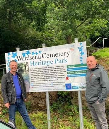 Coun Bob Johnson and Howard Bailey at Wardsend Cemetery