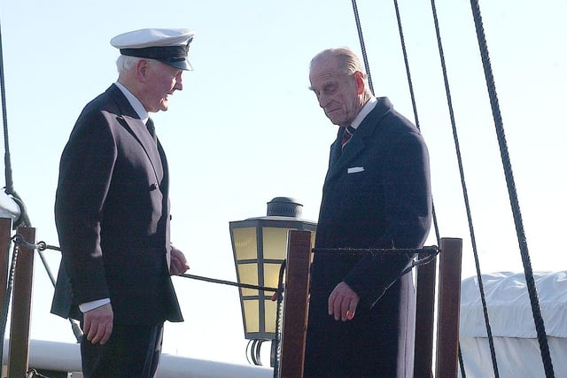 The Duke of Edinburgh is pictured on board HMS Trincomalee in 2009.