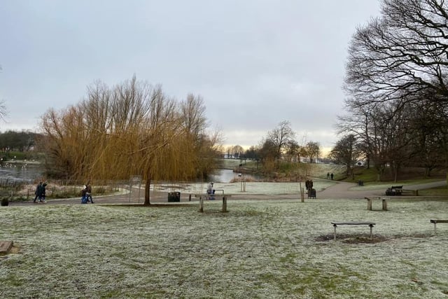 A light dusting of snow at Sandall Park. From Marie Bidwell.