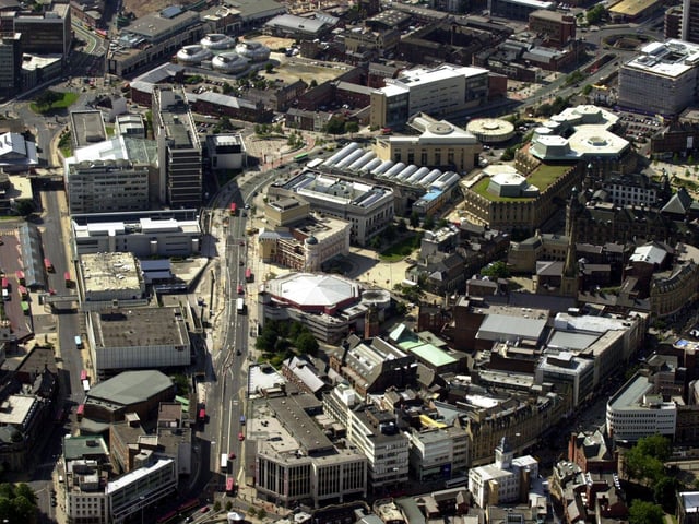 Sheffield city centre showing Arundel Gate and High Street.
