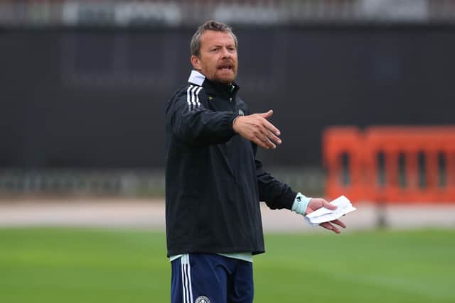 Slavisa Jokanovic manager of Sheffield Utd gives out the orders during training at Shirecliffe. Simon Bellis/Sportimage
