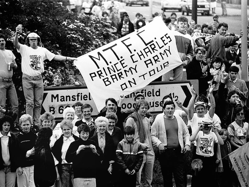 Stags fans line the streets of Mansfield to welcome home their heroes.