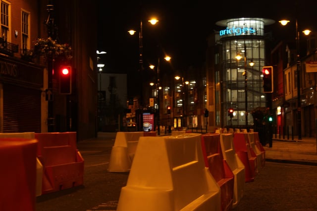 Parking bays have been blocked off in areas of the city centre so that it is easier for pedestrians to avoid each other while social distancing guidelines still apply.