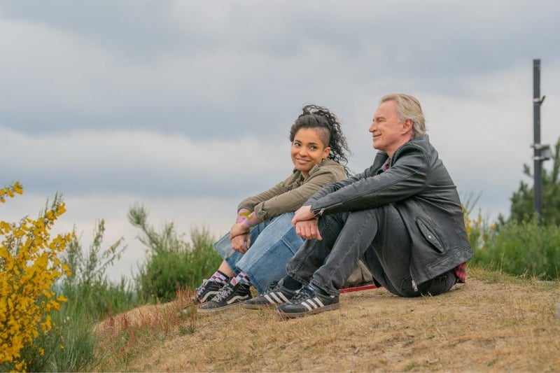 Talitha Wing as Destiny,  with Robert Carlisle in the Sheffield countryside in the new Full Monyy series. Picture: Disney+