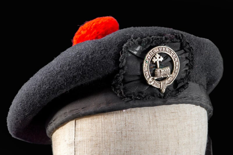 Worn by William MacDonald of Gruids,  a piper with the 2nd Battalion Scots Guards, during World War One. Severely wounded on the Western Front, he was discharged in April 1917 as '100% disabled' but fought back to health and joined the Lovat Scouts as a highly regarded Pipe Sergeant.