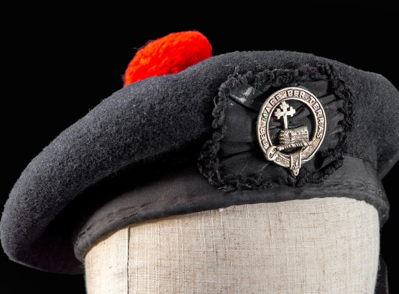 Worn by William MacDonald of Gruids,  a piper with the 2nd Battalion Scots Guards, during World War One. Severely wounded on the Western Front, he was discharged in April 1917 as '100% disabled' but fought back to health and joined the Lovat Scouts as a highly regarded Pipe Sergeant.