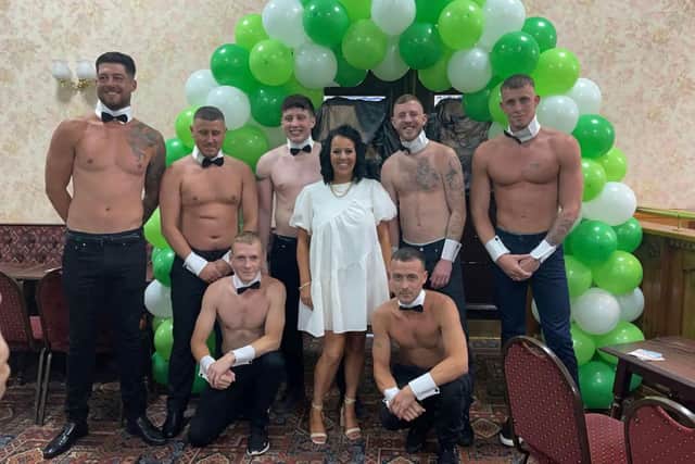 Parsons Cross dad Matt Shepherd and his team of scaffolders gave it their all at a charity Full Monty strip night on July 15.