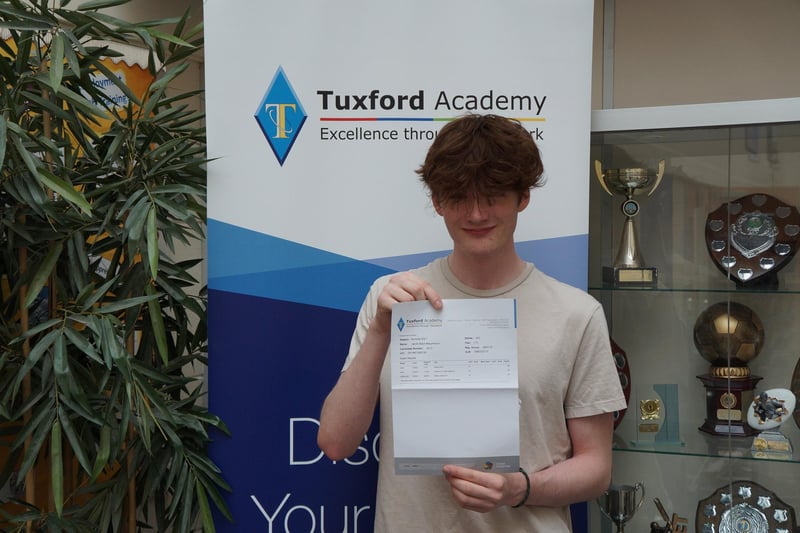 Tuxford Academy pupil Jacob Macpherson, from Rolleston, achieved A*s in English literature, politics and history. Jacob is going to the University of Exeter to study politics