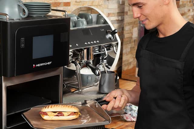 Merrychef mini-ovens are fast and don't need a flue.