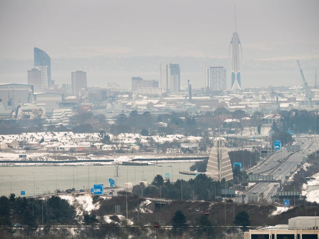 This was the snowy view from Portsdown Hill across to Portsmouth in March 2018. Picture: Keith Woodland