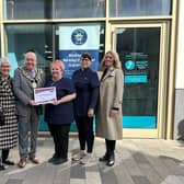 David Sinclair, Centre Manager - The Glass Works, The Mayoress, The Mayor of Barnsley, James Michael Stowe, Pat and Julie, The Foot Health Practice and Mechelle Mallison, Income Generation Manager - Age UK Barnsley.