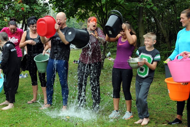 Members of Kate's Slimming and Fitness club, take part in the ice bucket challenge in 2014, raising money for the Charlie Cookson Foundation. Remember this?