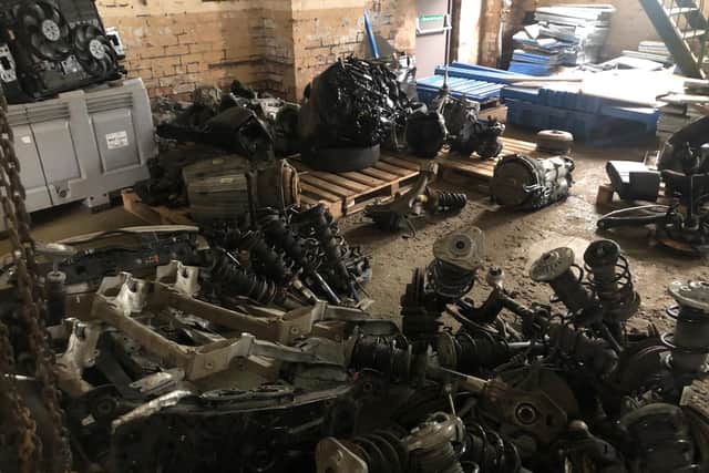 Stolen vehicle parts found by South Yorkshire Police officers in Sheffield