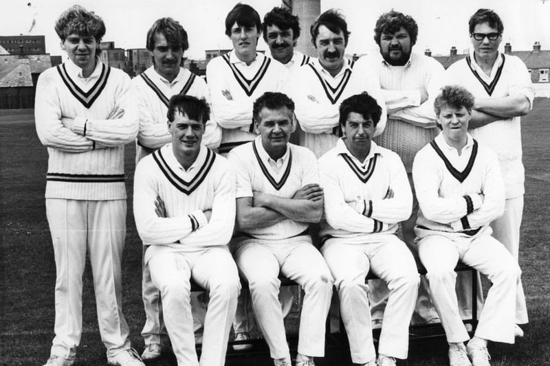 Boldon CA's first team in 1987. Left to right, are front:  N Binnie, D Walls, I Wilburn, R Foster. Back: P Corney, G Lincoln, D Johnston, W Taylor, D Leithes. G Stanners, I Reynolds.