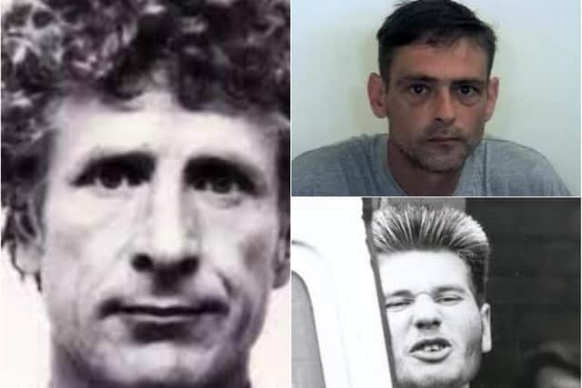 Arthur Hutchinson (left), Ian Birley (top right) and Anthony Arkwright (bottom right) are all serving whole life orders for murder