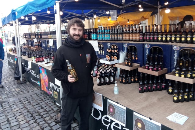 Greg Reardon with some of the huge selection offered by Enjoy Beer & More To Go. The drinks are also now on sale at Sanderson Arcade in Morpeth.