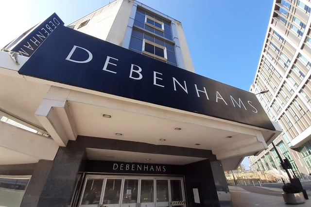 Debenhams, on The Moor, in Sheffield, closed in May 2021. The building was recently put up for auction with a £5 million guide price after it was revealed council planners had told the owner they ‘broadly’ welcomed proposals for its demolition to make way for two blocks of flats 22 and 34 storeys high.