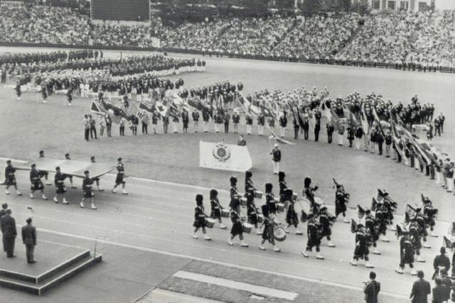 The opening ceremony of the 1970 Commonwealth Games in Edinburgh in full swing.