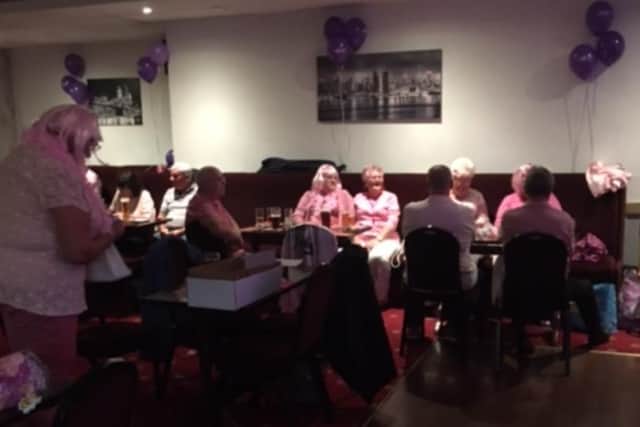 Janet Robinson organised a fund raiser for Weston Park Hospital’s cancer charity at Hartley House Social Club, Shiregreen. The event is pictured