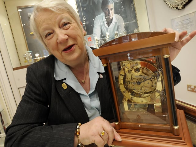 Rachel Warvell, silver cleaner and sales person at H.L. Brown Jewellers, Barker's Pool, Sheffield, on February 14, 2011