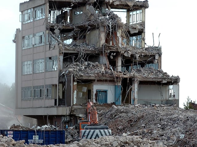 The old Doncaster College building in Waterdale during the demolition in 2009