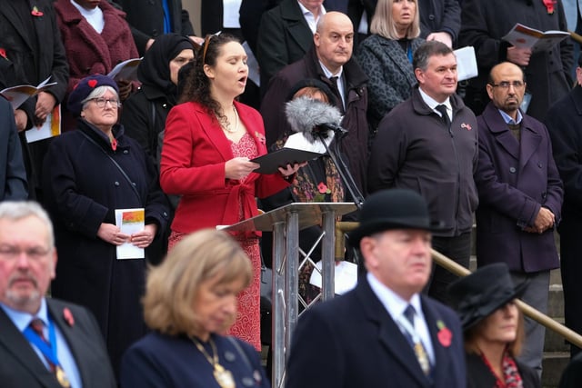 Remembrance Sunday parade and ceremony in Barkers Pool in Sheffield