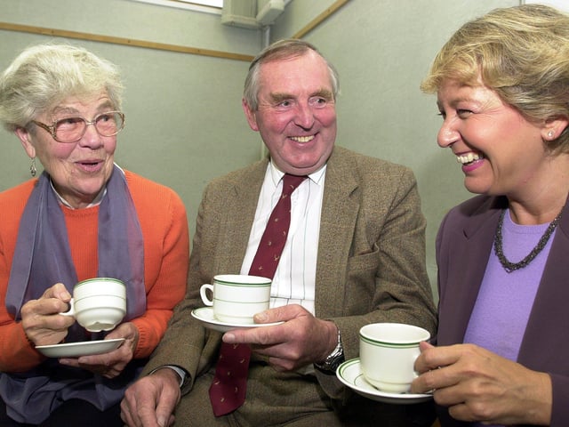 Doncaster Central MP Rosie Wintertyon (right) joined the Alzheimer's Society Doncaster Branch Tea Party at Doncaster Central Library on Tuesday (18/9/2001). Our picture shows Rosie with Kathleen White, aged 76, of Bessacarr, and Bernard Rounthwaite, aged 65, of Tickhill, pictured in 2001