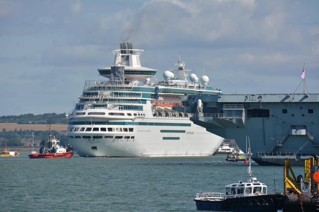 Majesty of the Seas passing HMS Queen Elizabeth
