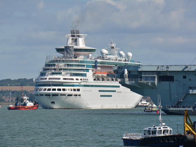 Majesty of the Seas passing HMS Queen Elizabeth