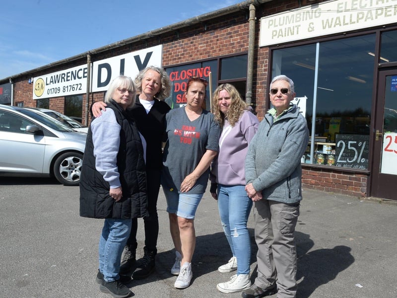 Staff at the Maltby branch of Lawrence Brothers DIY, which permanently closed.