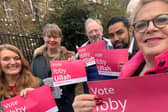 Suzy Eddie Izzard with Ibby Ullah, Labour candidate for Nether Edge and Sharrow in the upcoming local elections, and other party campaigners. Photo: Suzy Eddie Izzard