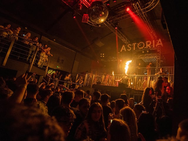 'Dan fire artist' performing to freshers at The Astoria.