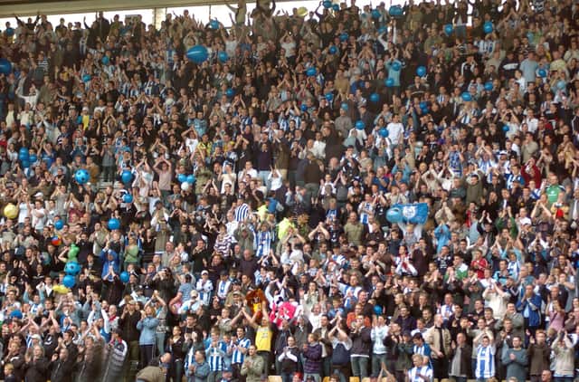Some of the 6,000 Sheffield Wednesday fans who watched their side win 2-0 at Derby County in April 2006. Photo: Steve Ellis.