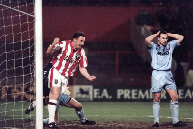 Sheffield United v Tottenham Hotspur - Delight for United and Ian Bryson, and disbelief for Spurs after United's second goal.