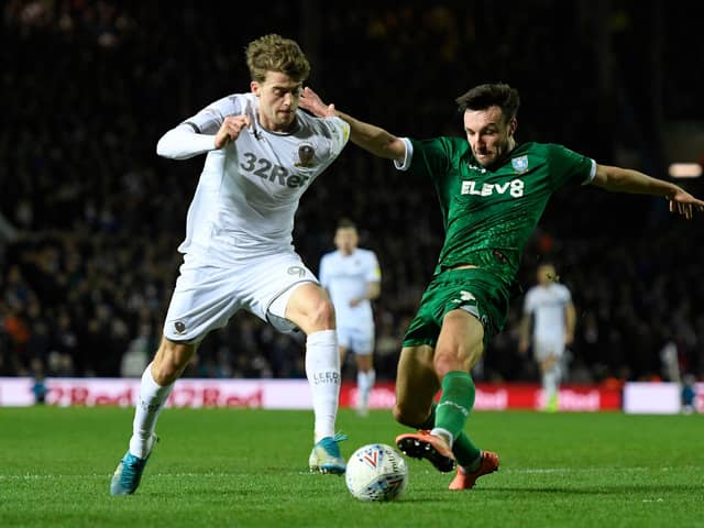 Sheffield Wednesday's Morgan Fox dispossesses Leeds' Patrick Bamford during the Owls' 2-0 win at Elland Road in January.
