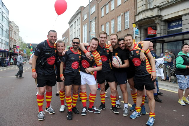 Wessex Wyvern rugby team in the Portsmouth Pride Parade 2015. Picture: Allan Hutchings (150998-733)