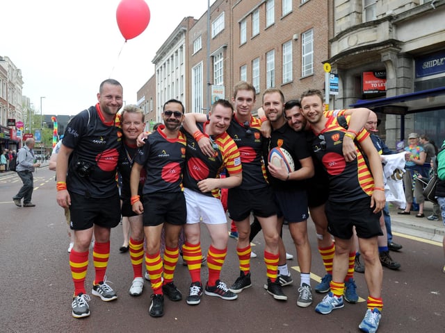 Wessex Wyvern rugby team in the Portsmouth Pride Parade 2015. Picture: Allan Hutchings (150998-733)